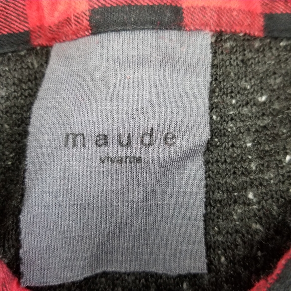 Maud Vivante‎ Buffalo Plaid Flannel With Knit Back Top Size: L - Picture 4 of 12